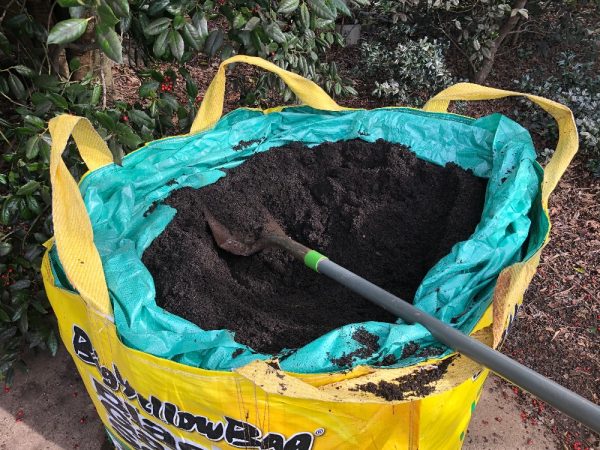 big yellow bag of soil